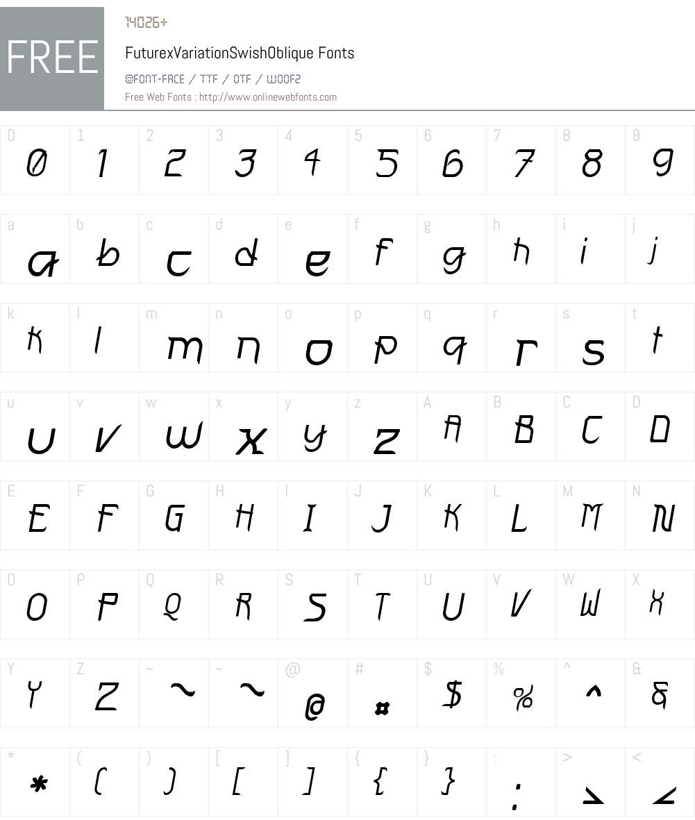 FuturexVariationSwishOblique Font Screenshots