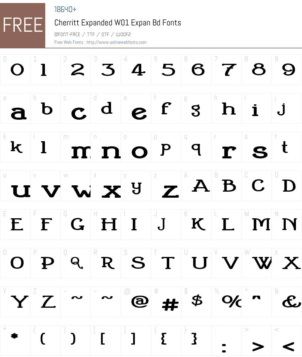 CherrittExpandedW01-ExpanBd Font Screenshots