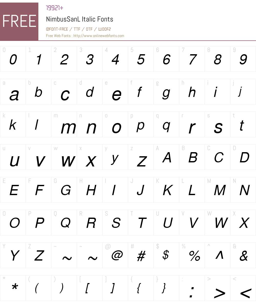 NimbusSanL Font Screenshots