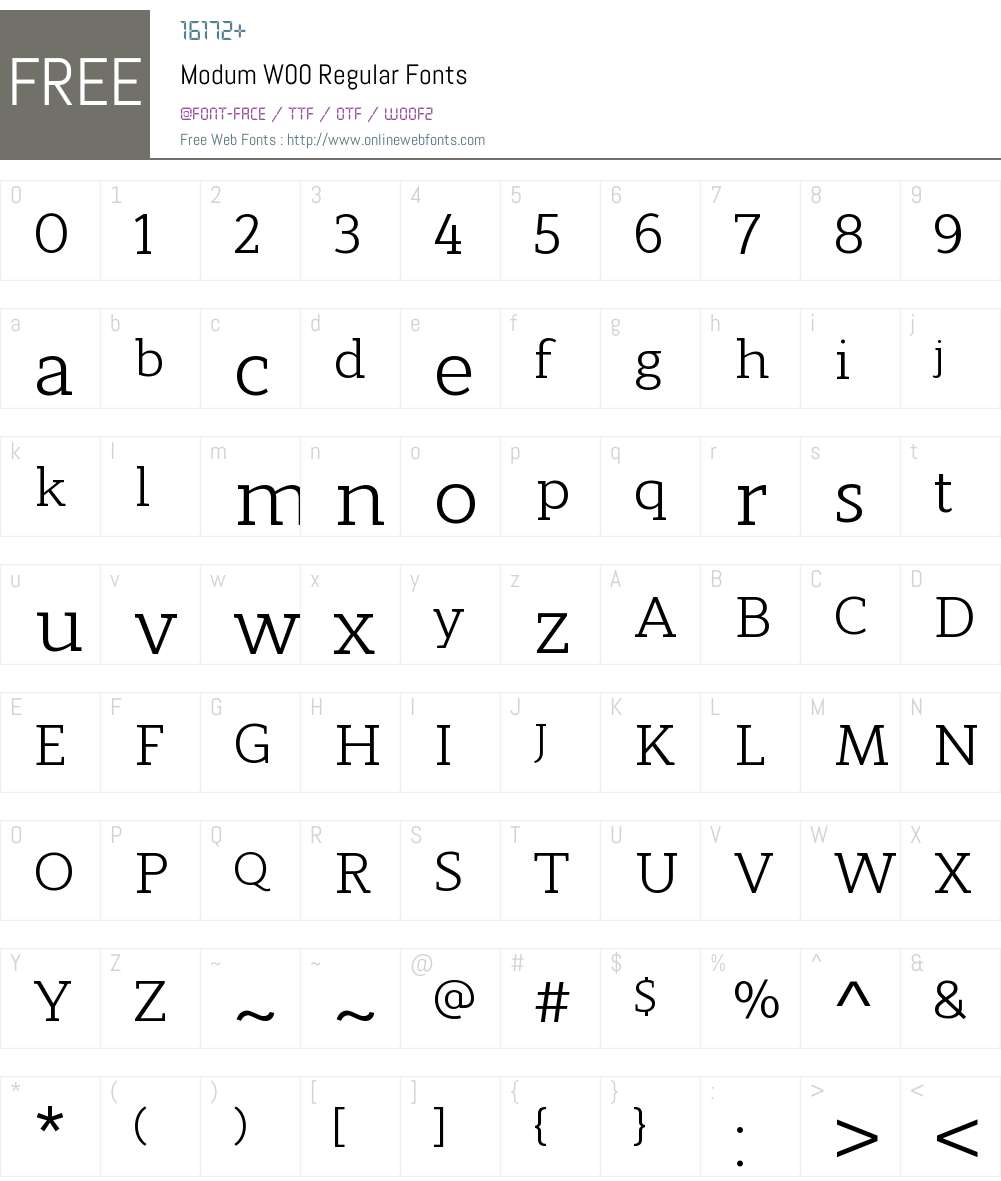 ModumW00-Regular Font Screenshots