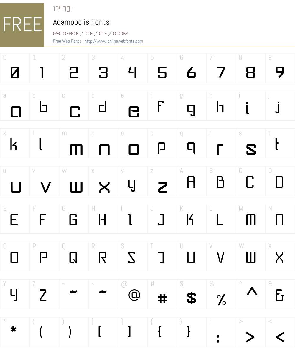 AdamopolisW00-Reg Font Screenshots