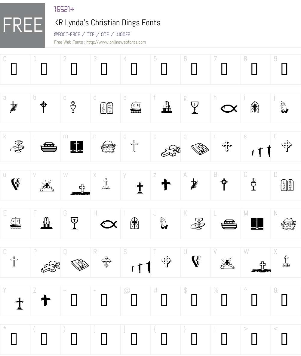 KR Lynda's Christian Dings Font Screenshots