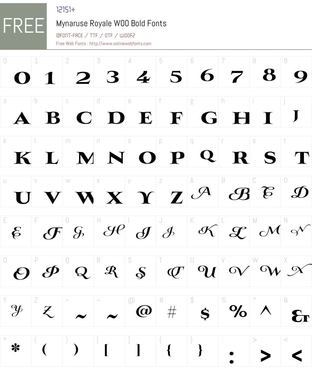 Mynaruse Royale Bold Font Screenshots