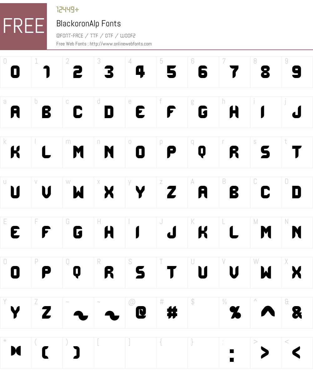 BlackoronAlp Font Screenshots