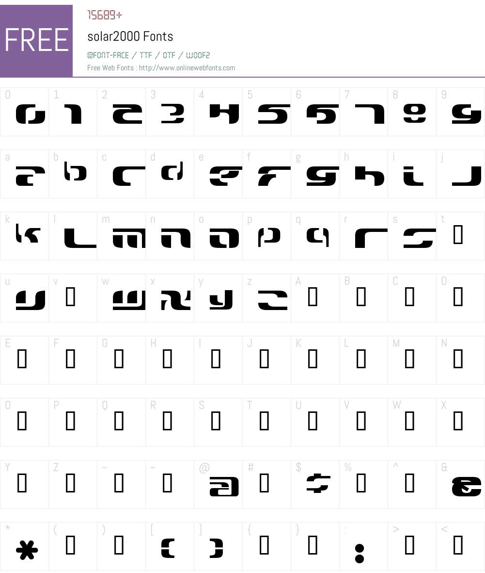 solar2000 Font Screenshots