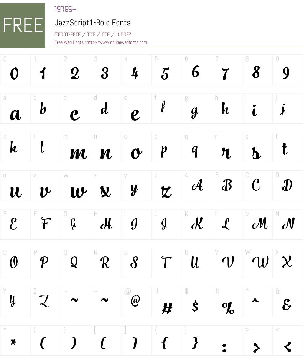JazzScript1-Bold Font Screenshots
