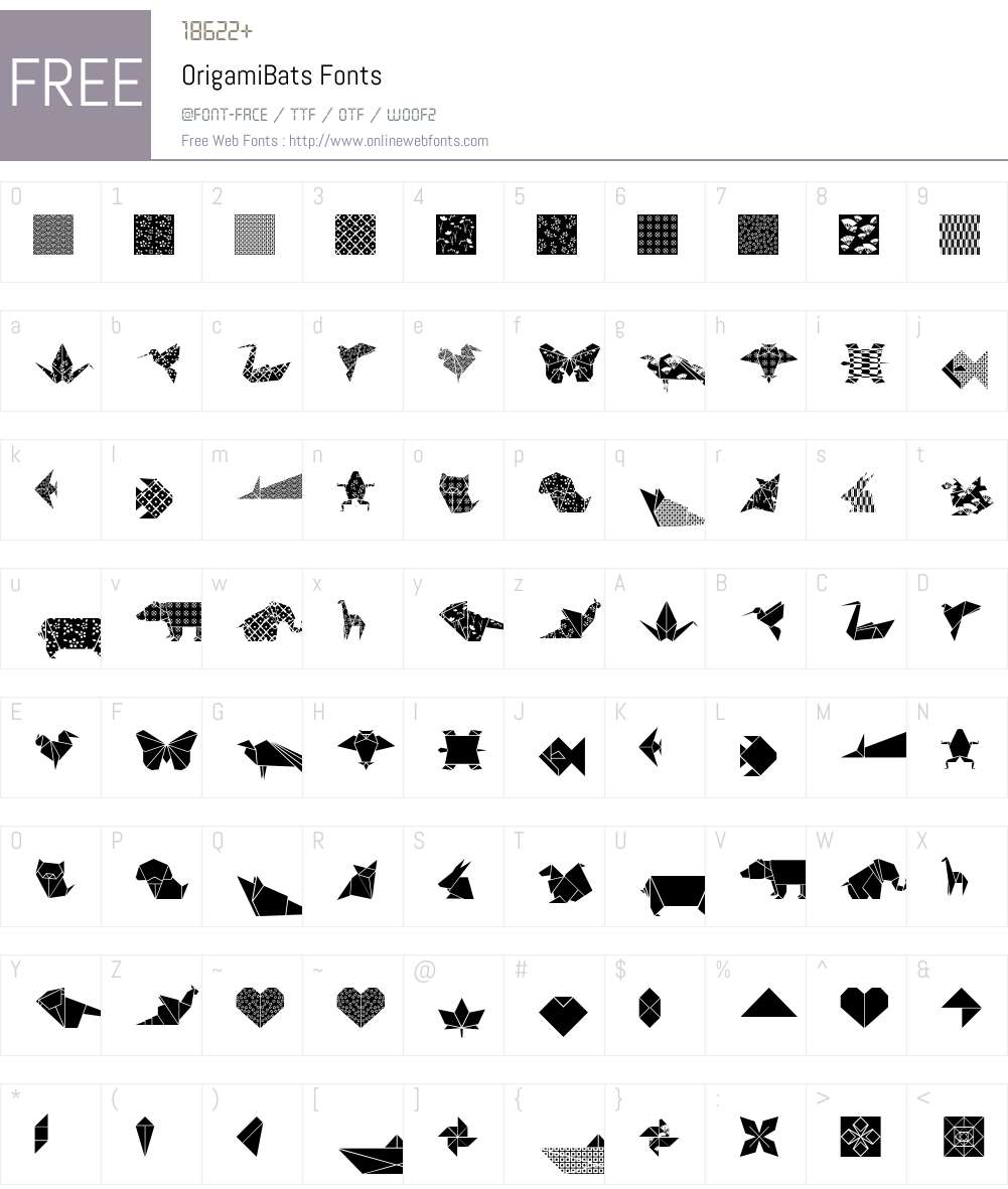 OrigamiBats Font Screenshots