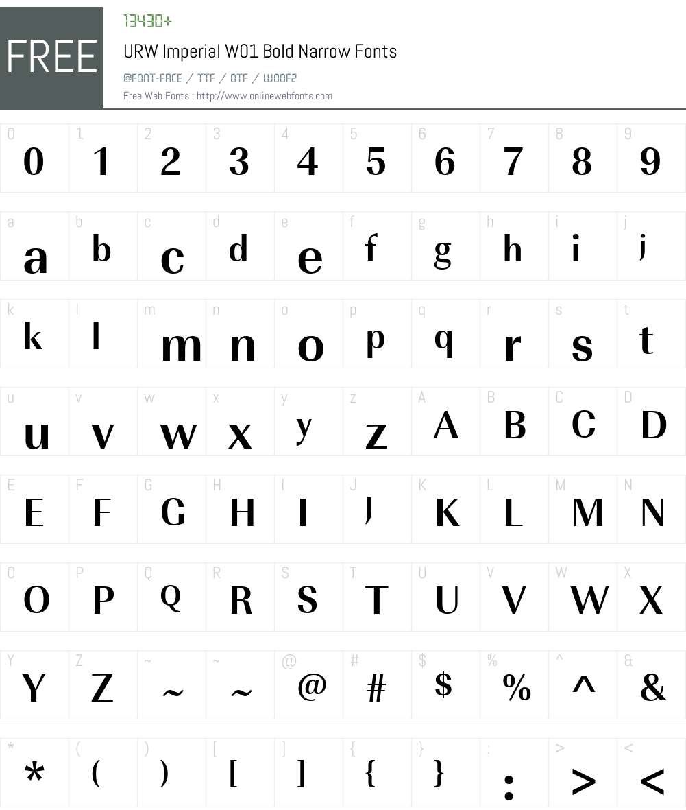 URWImperialW01-BoldNarrow Font Screenshots