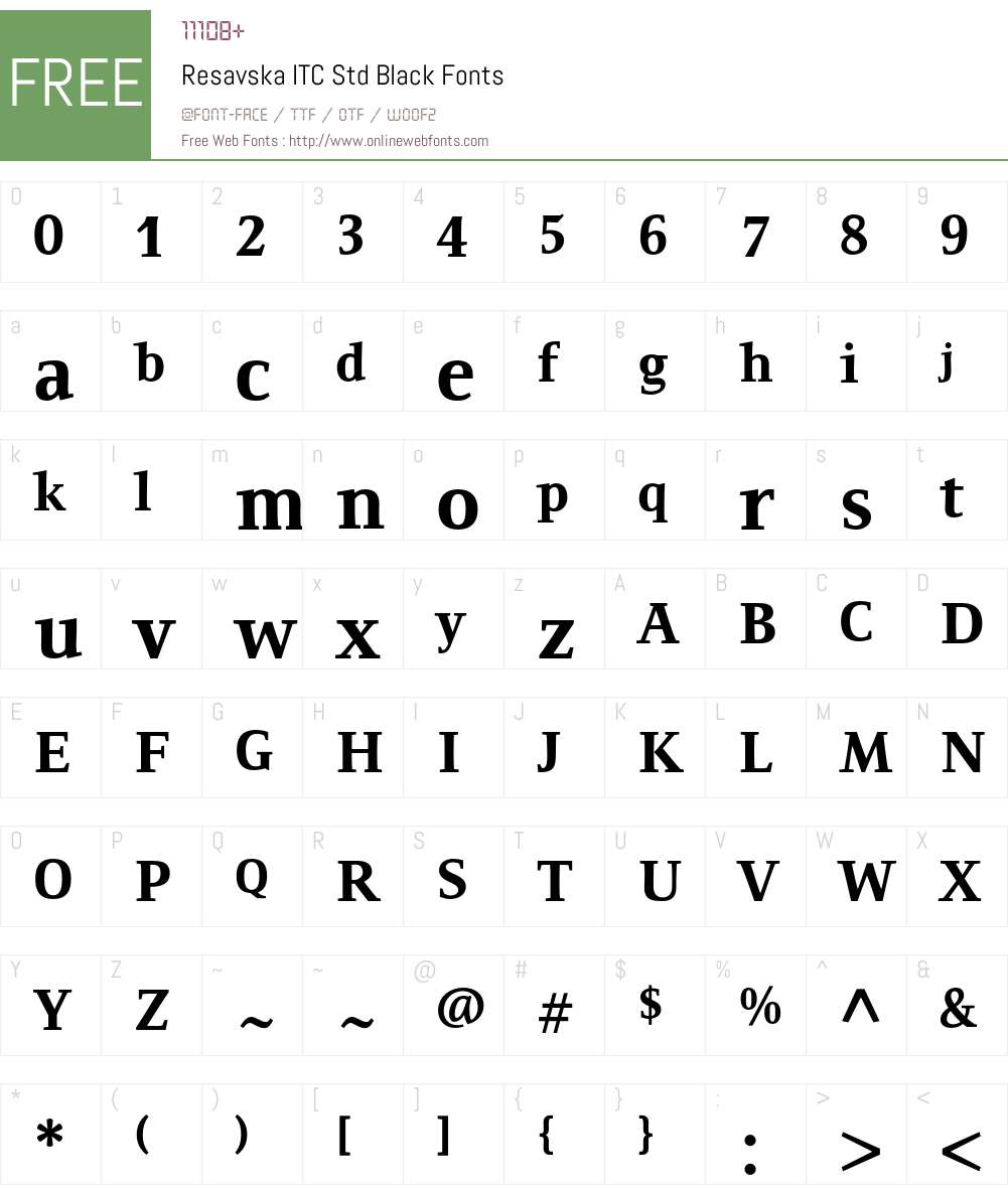 Resavska ITC Std Font Screenshots