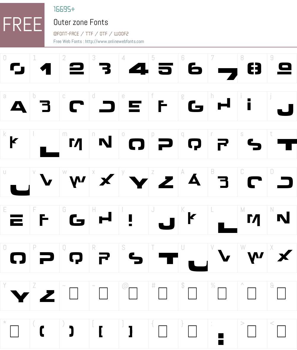 Outer zone Font Screenshots