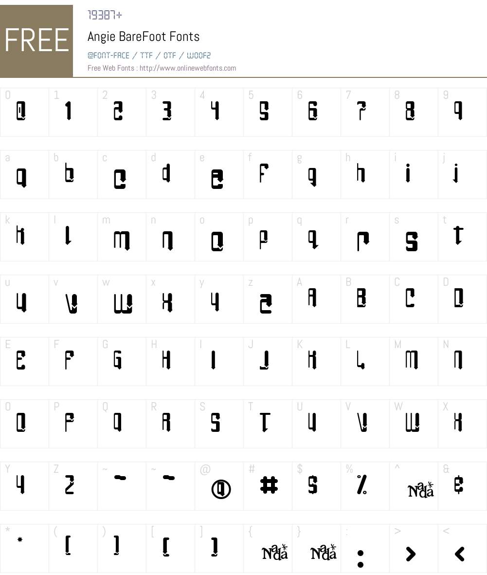 Angie BareFoot Font Screenshots