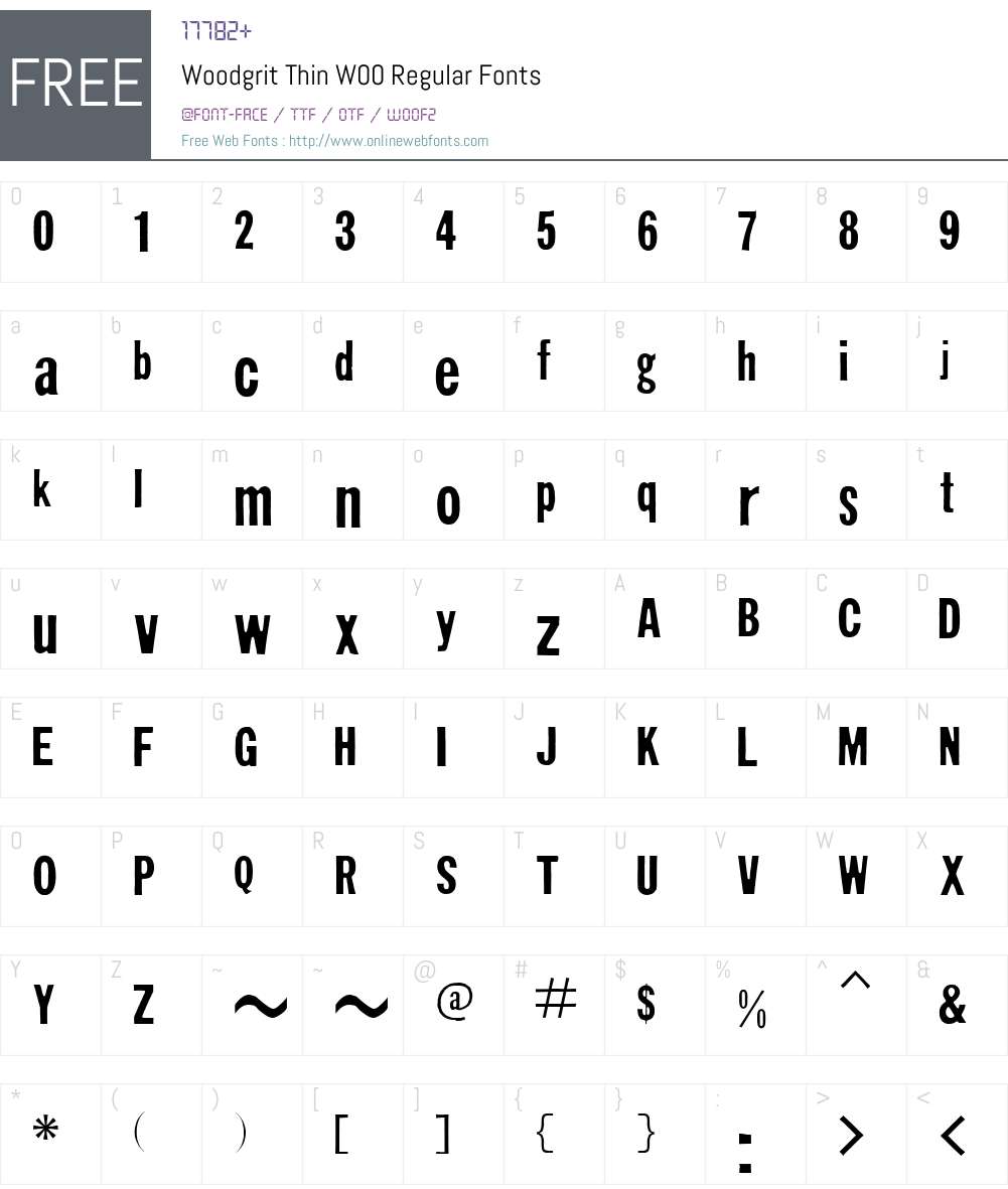 Woodgrit Thin Font Screenshots
