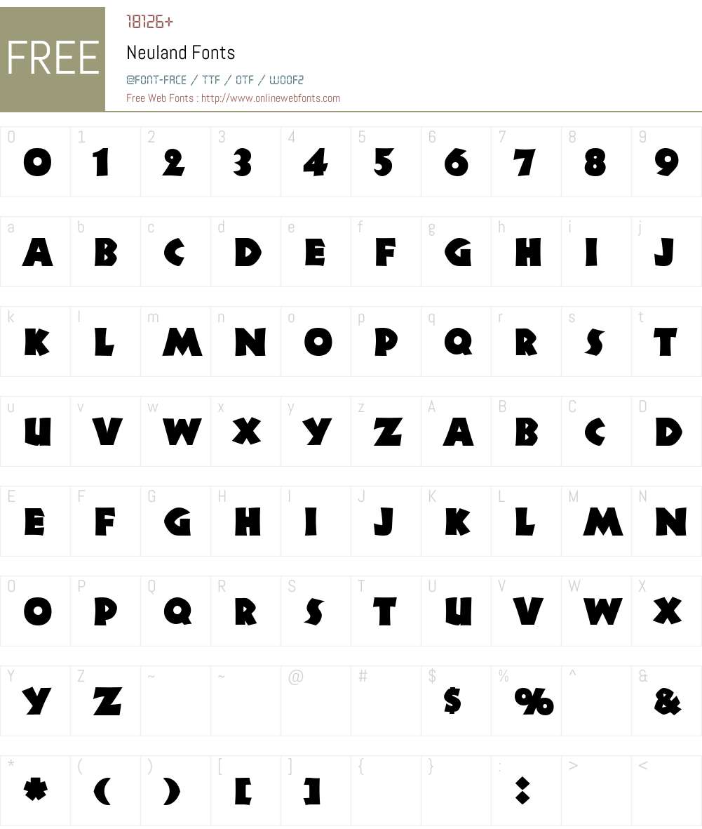 Neuland Font Screenshots