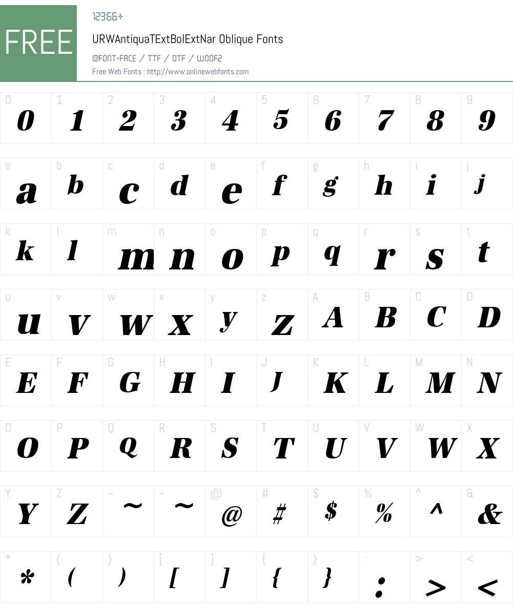 URWAntiquaTExtBolExtNar Font Screenshots