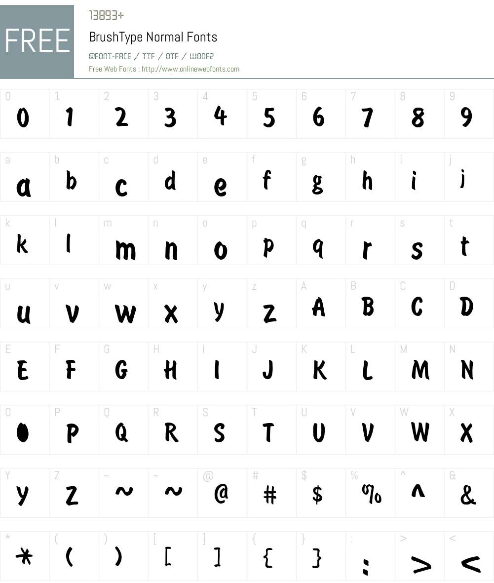 BrushType Font Screenshots