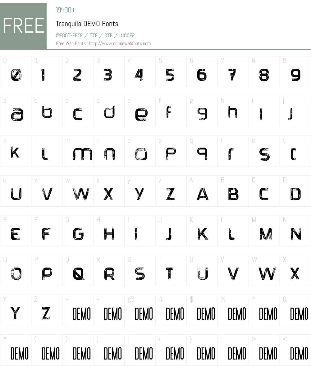 Tranquila DEMO Font Screenshots
