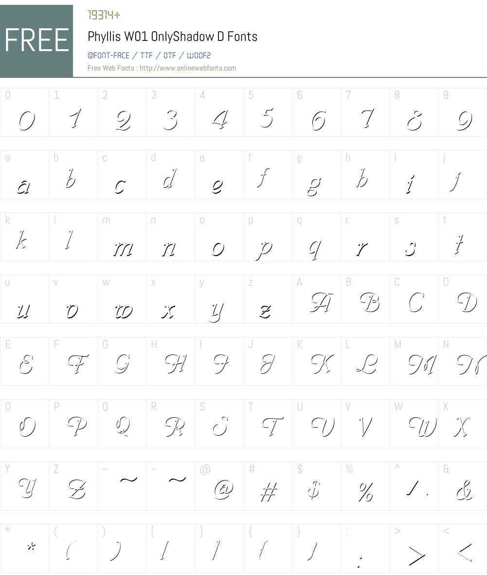PhyllisW01-OnlyShadowD Font Screenshots