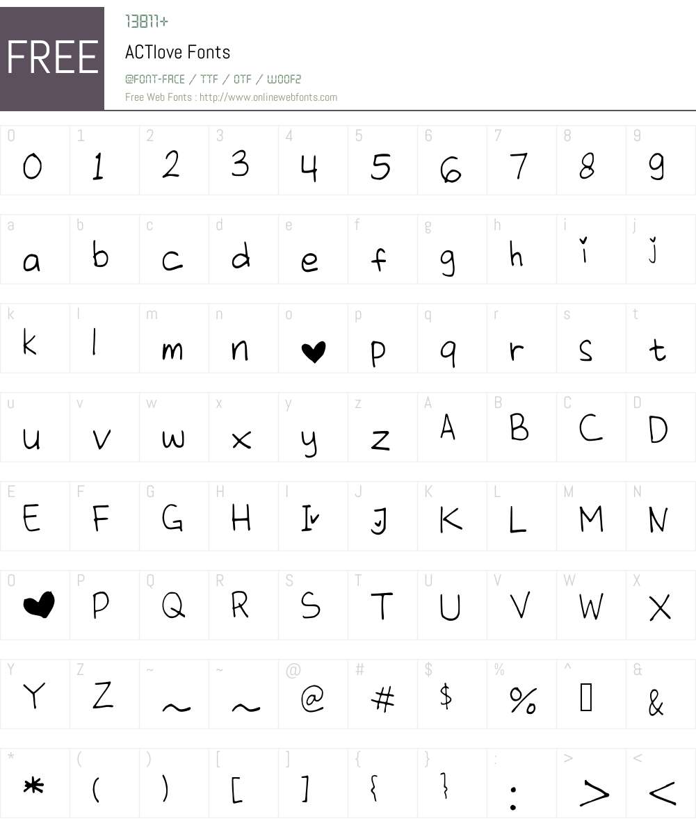 ACTlove Font Screenshots