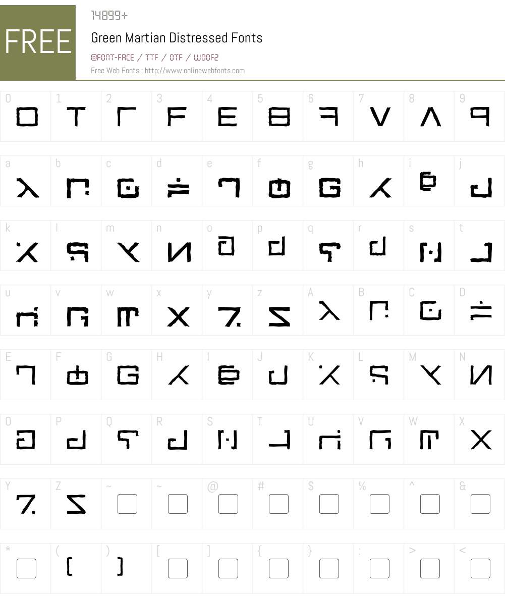 Green Martian Distressed Font Screenshots