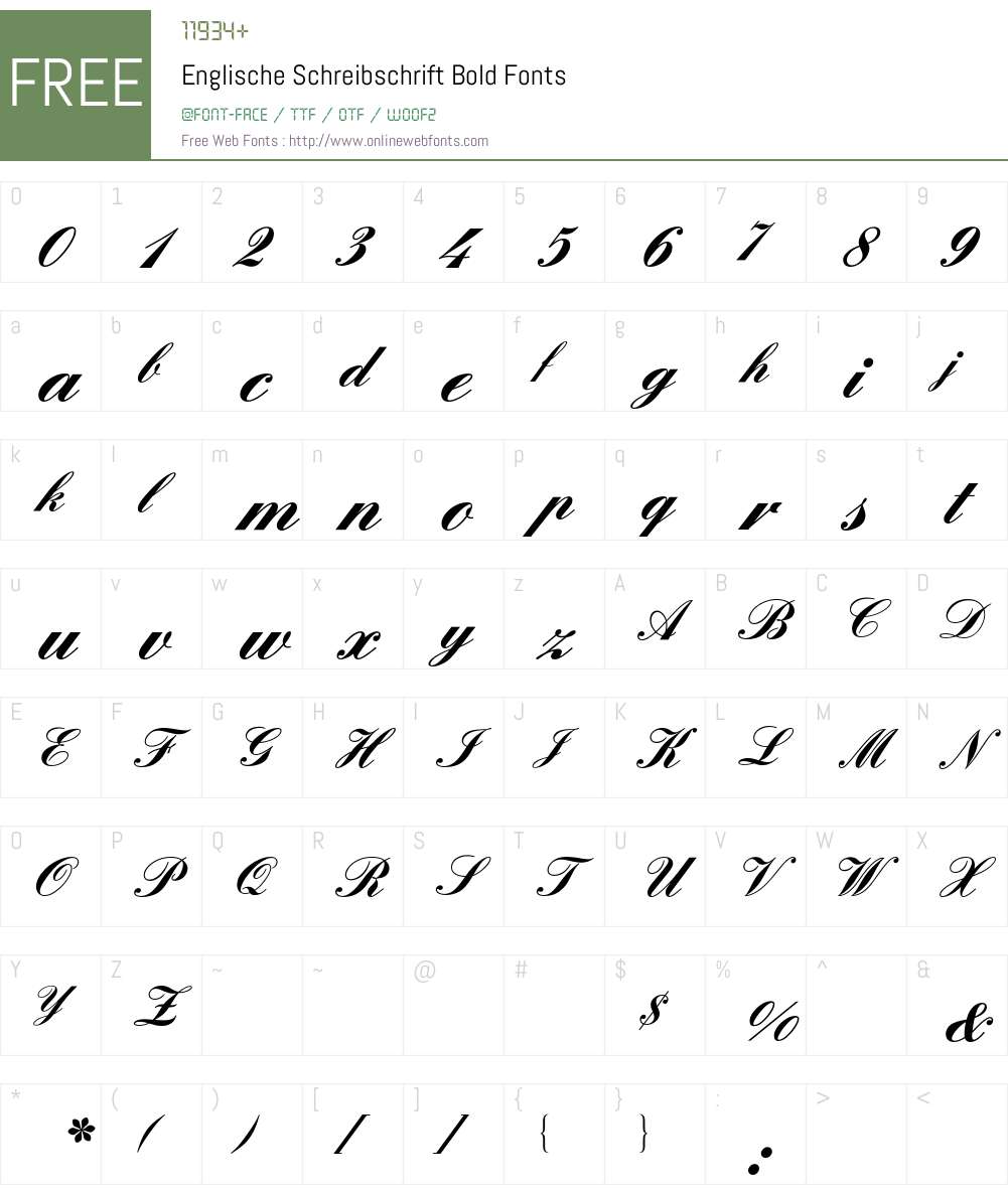 Englische Schreibschrift BQ Font Screenshots