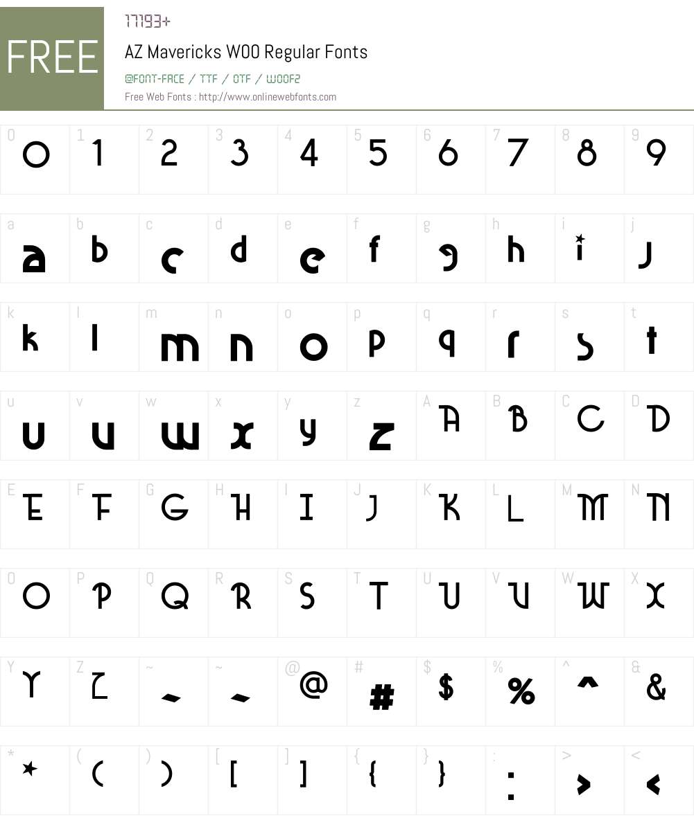 AZMavericksW00-Regular Font Screenshots