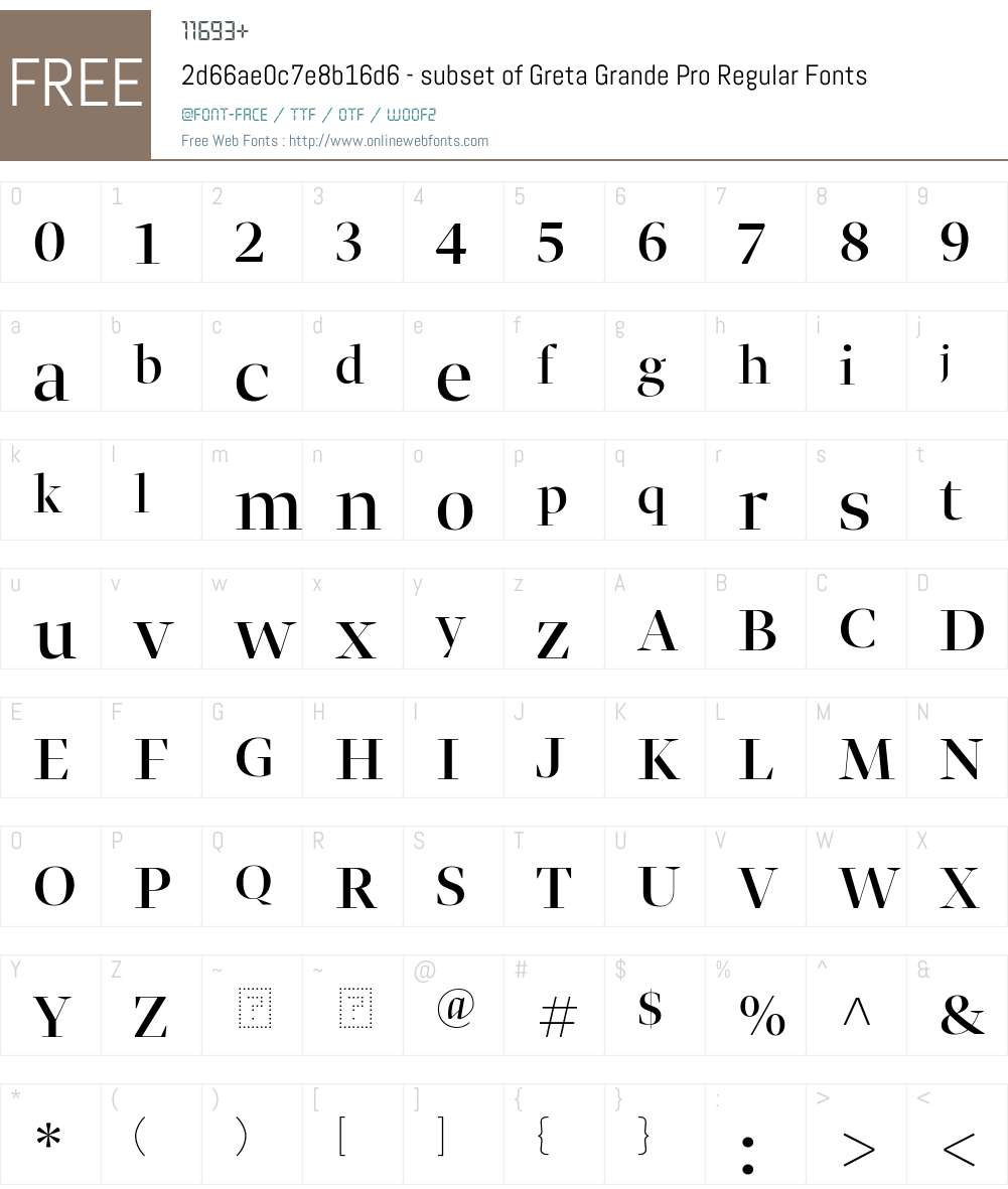 2d66ae0c7e8b16d6 - subset of Greta Grande Pro Regular Font Screenshots