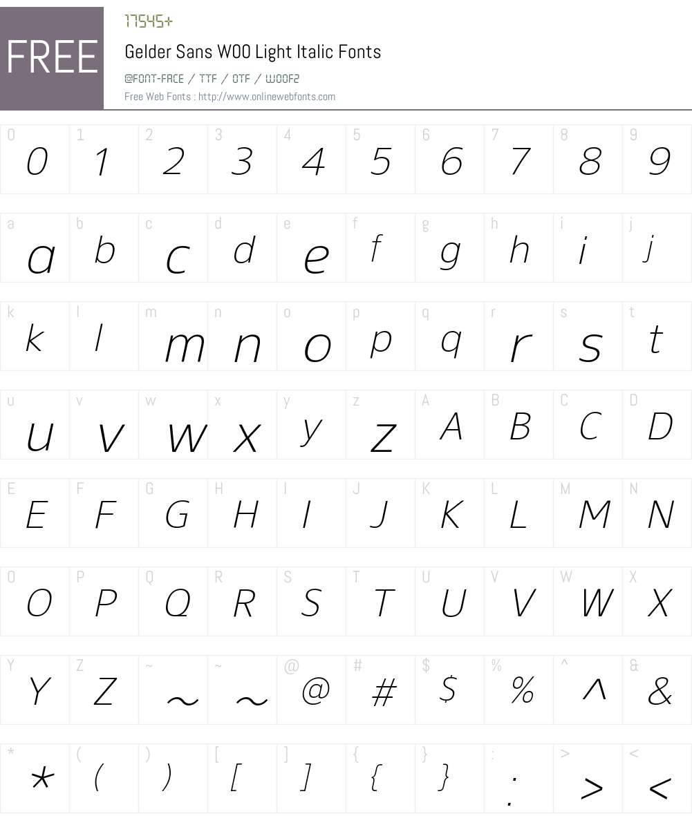 GelderSansW00-LightItalic Font Screenshots