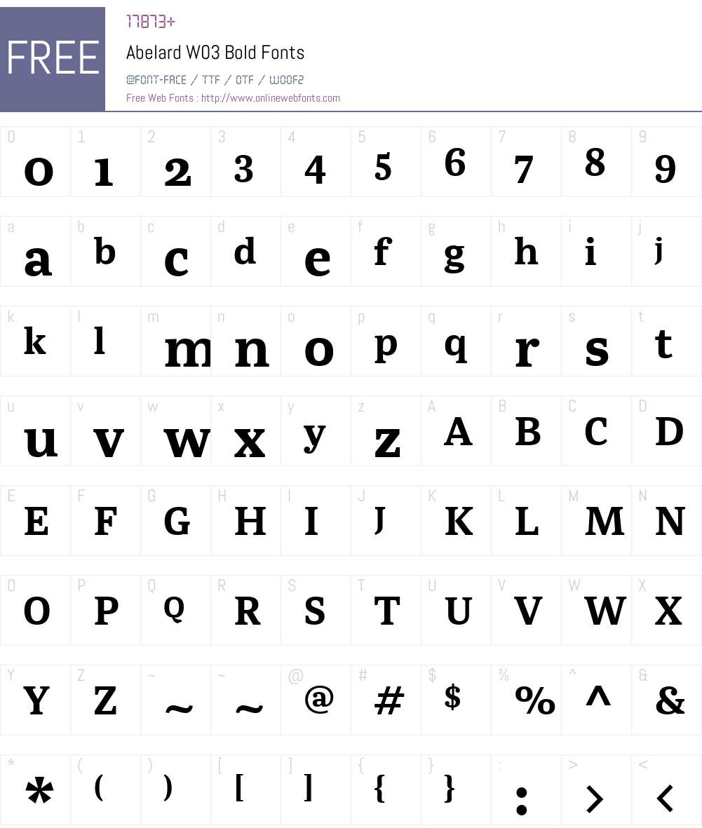 AbelardW03-Bold Font Screenshots
