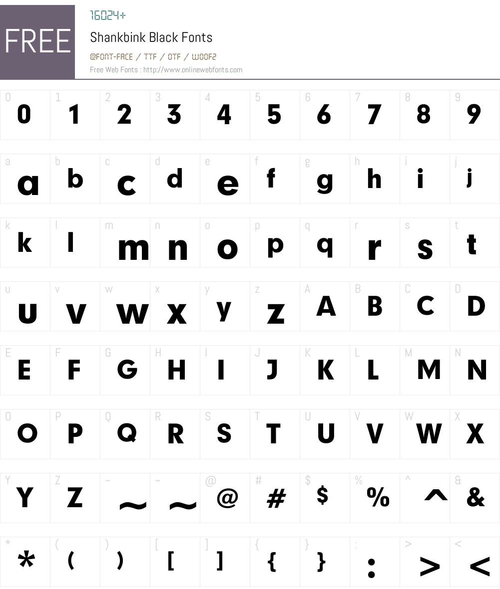 Shankbink Black Font Screenshots