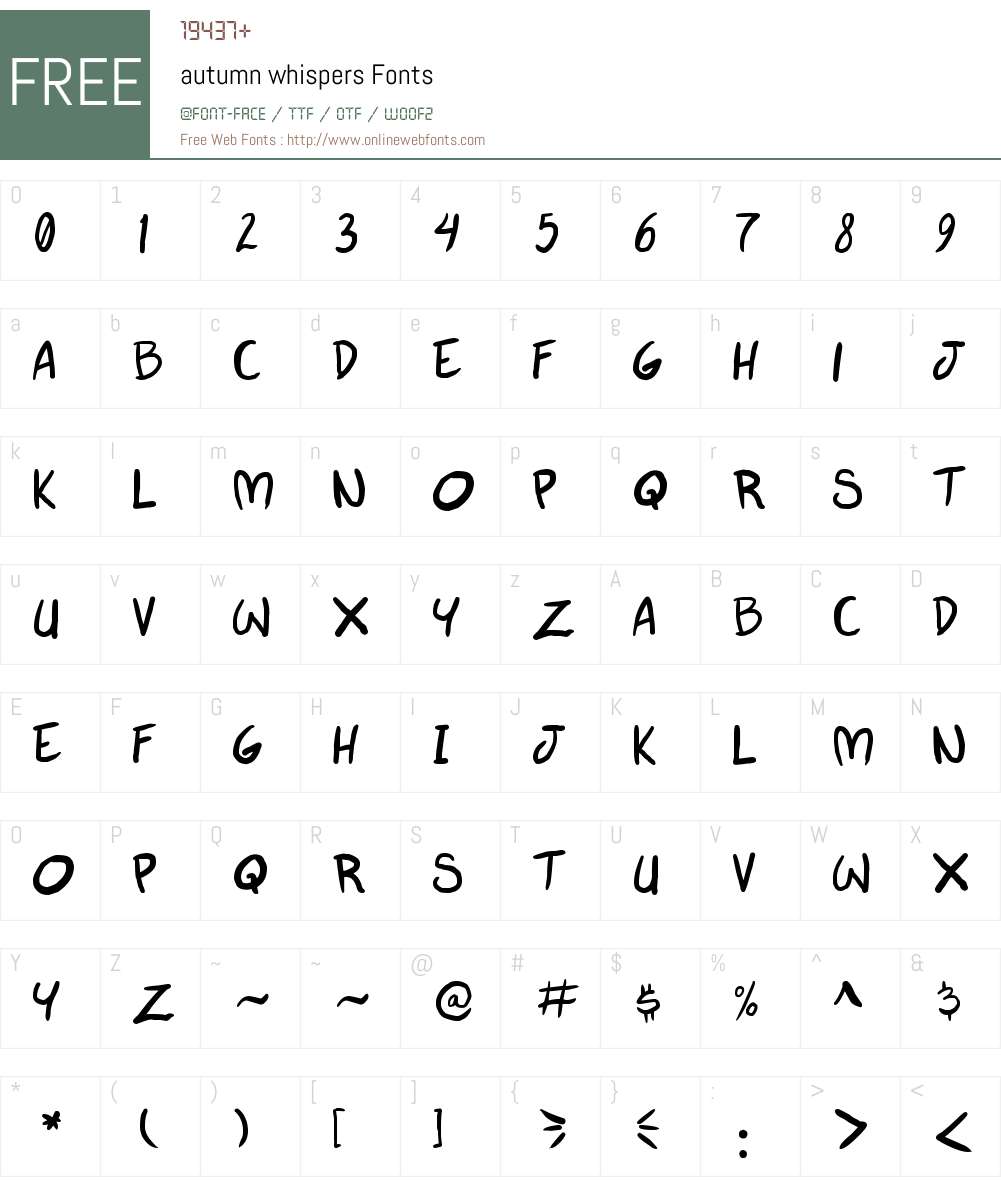 autumn whispers Font Screenshots