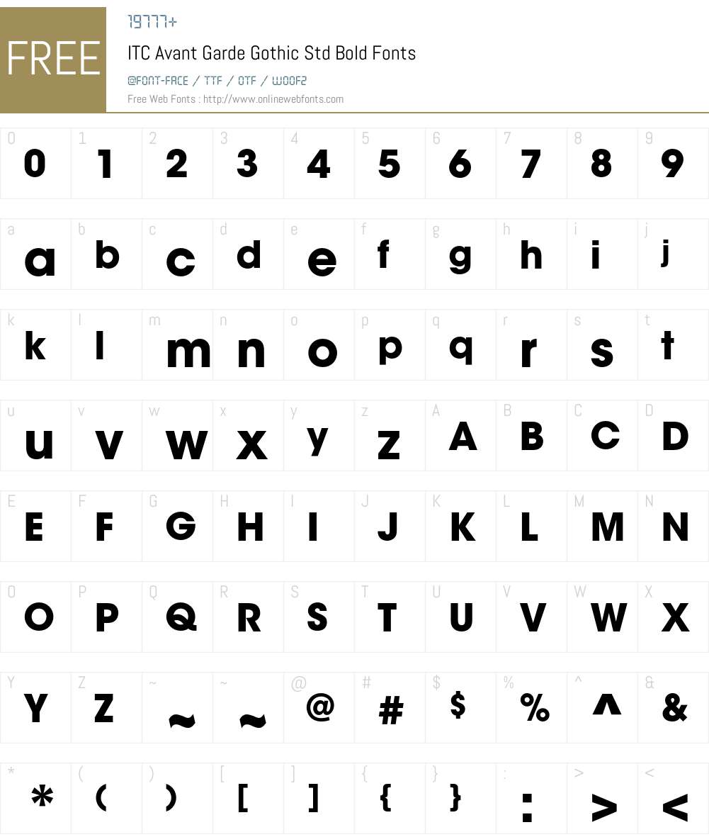 ITC Avant Garde Gothic Std Font Screenshots
