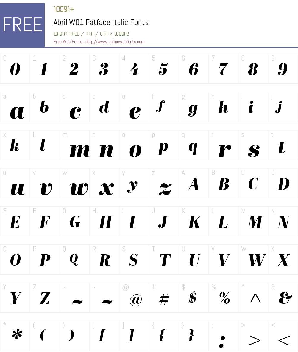 AbrilW01-FatfaceItalic Font Screenshots