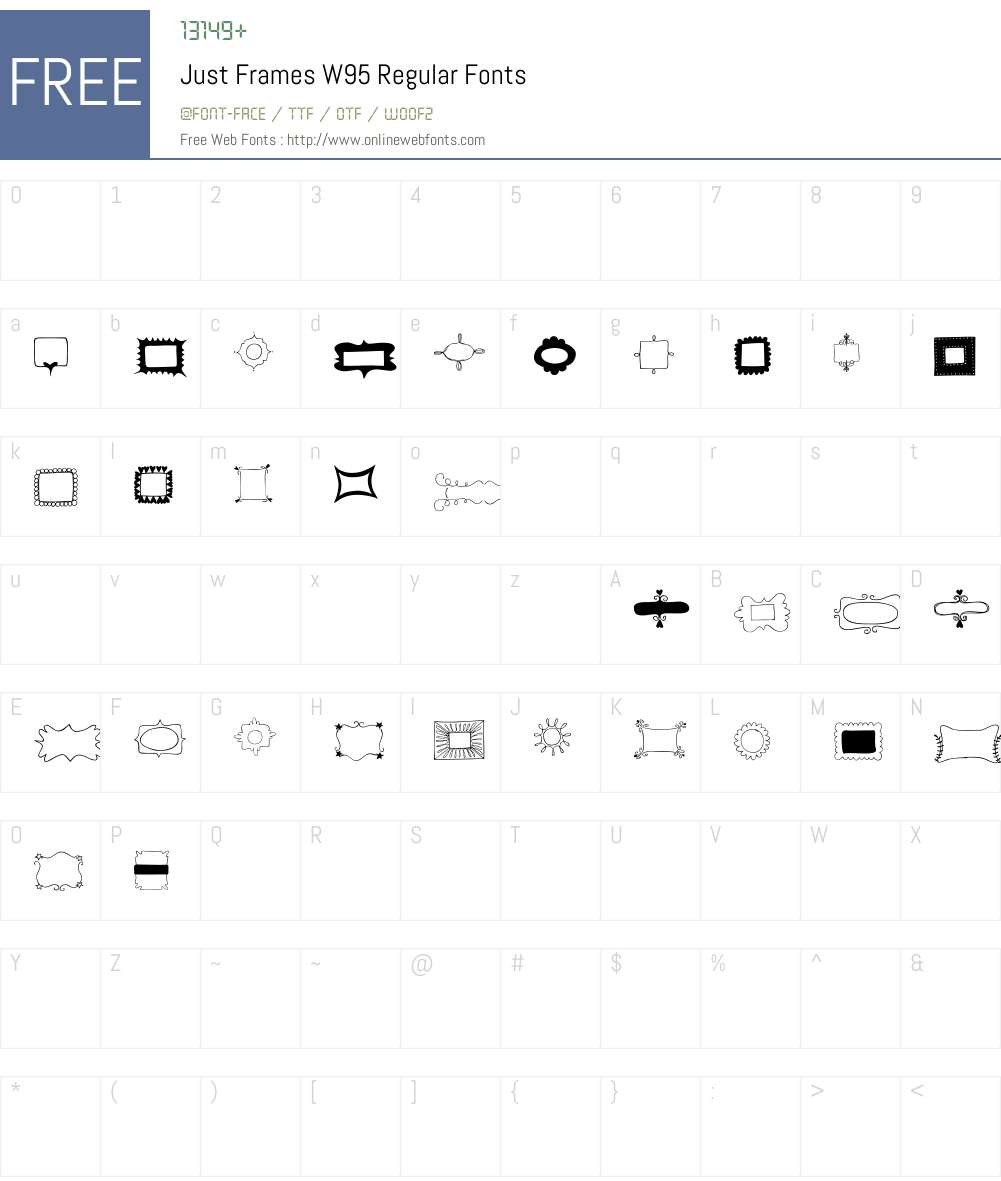 JustFramesW95-Regular Font Screenshots