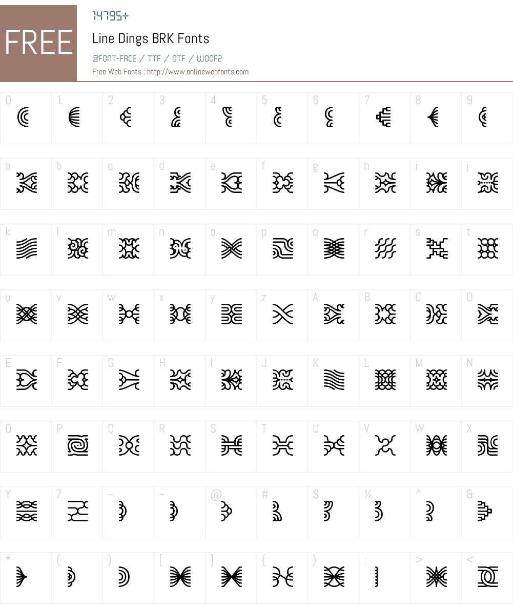 Line Dings BRK Font Screenshots
