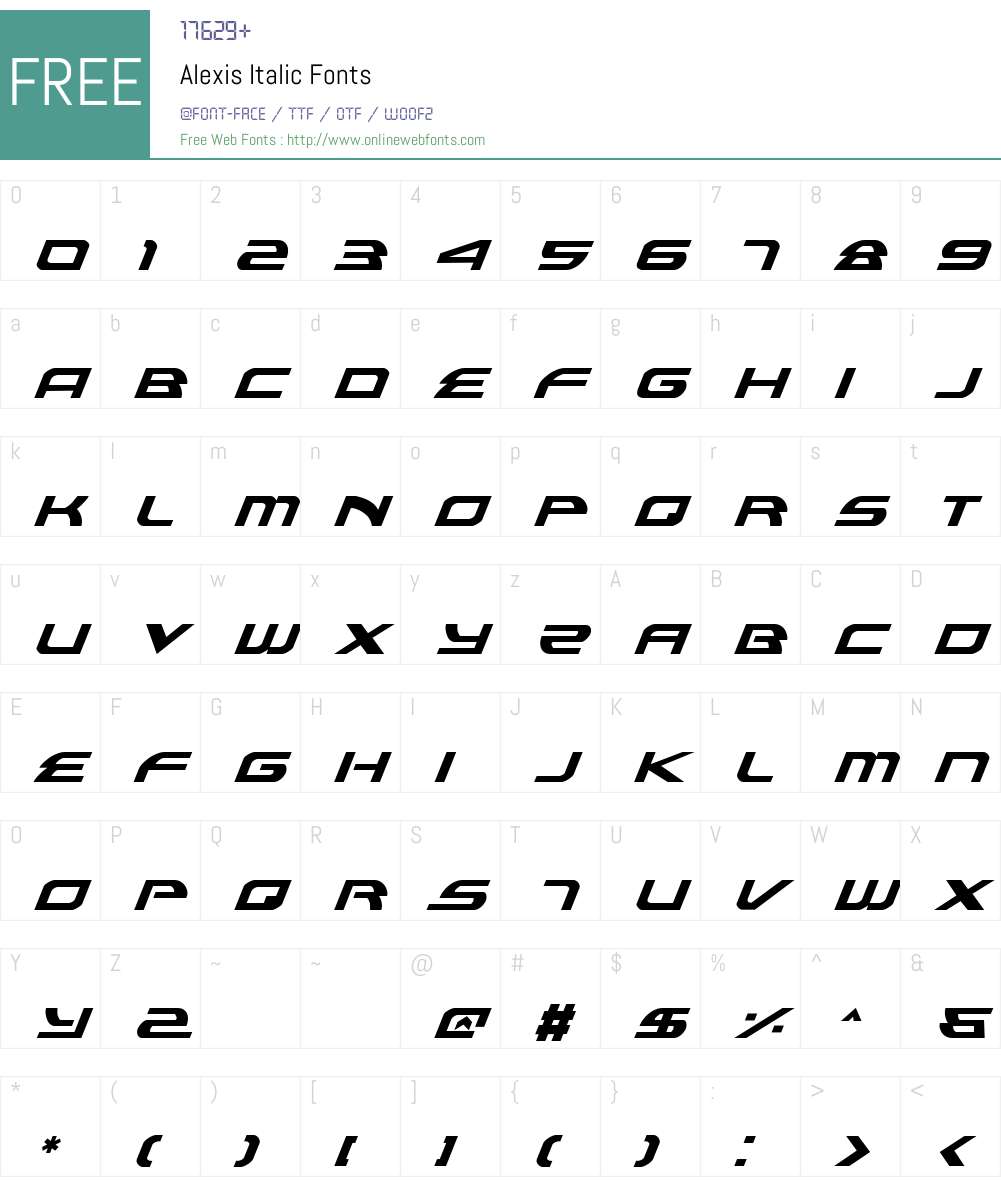 Alexis Italic Font Screenshots
