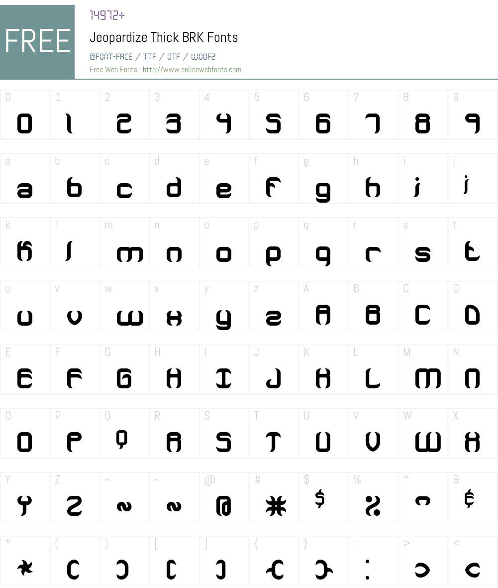 Jeopardize Thick BRK Font Screenshots