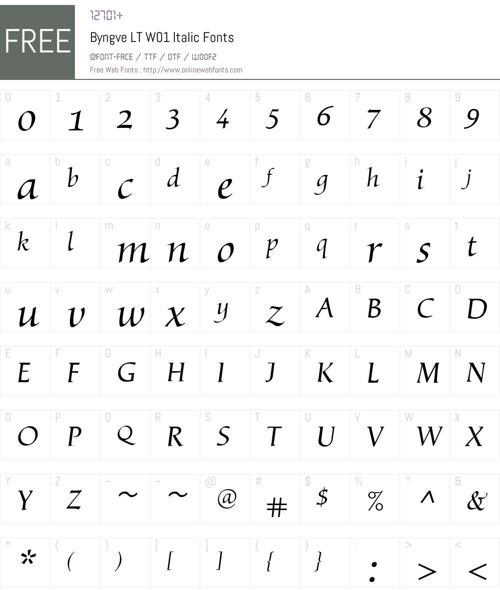 ByngveLTW01-Italic Font Screenshots