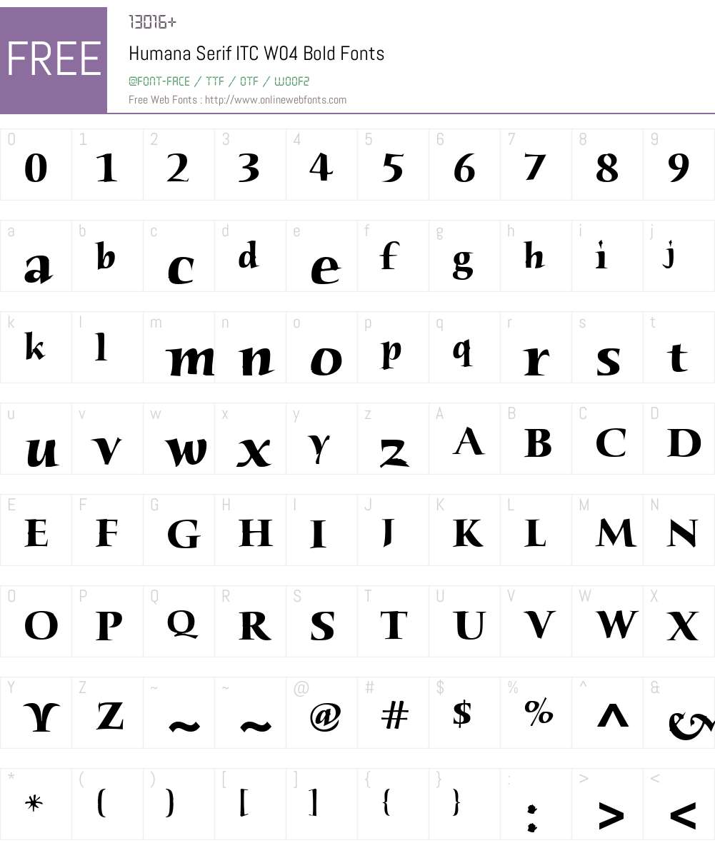 ITC Humana Serif Font Screenshots