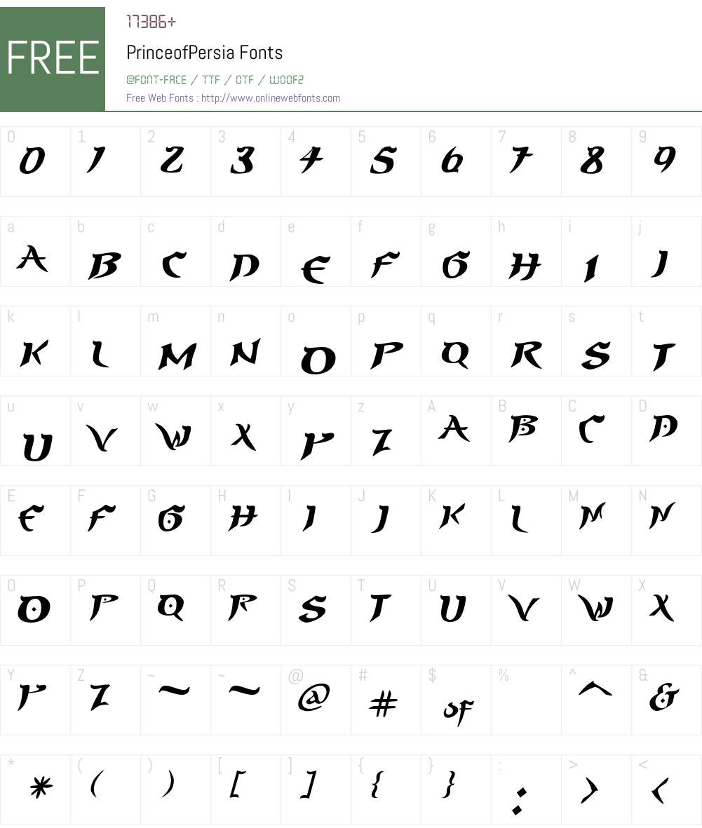 PrinceofPersia Font Screenshots