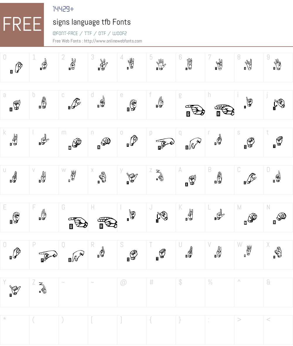 signs language tfb Font Screenshots