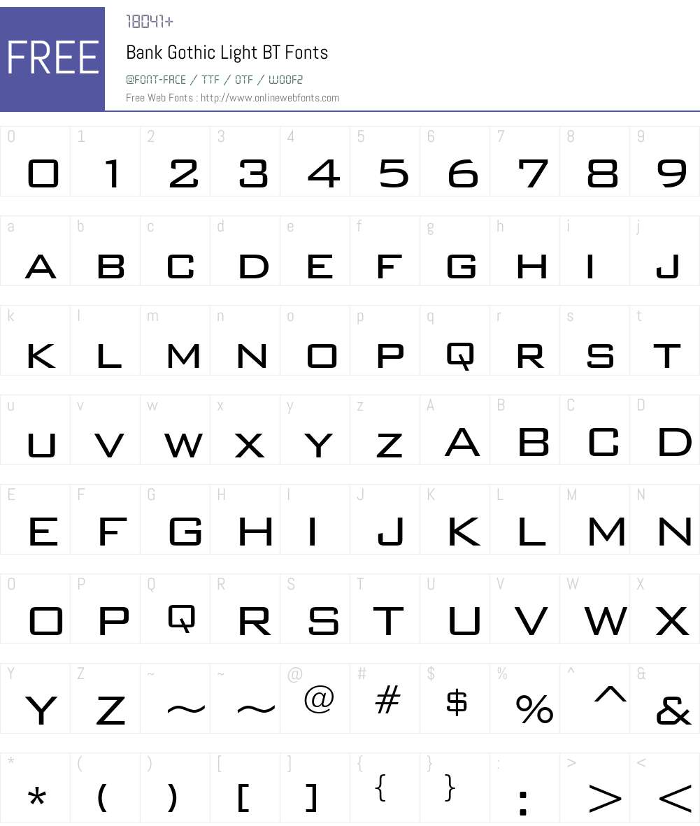 BankGothic Lt BT Font Screenshots