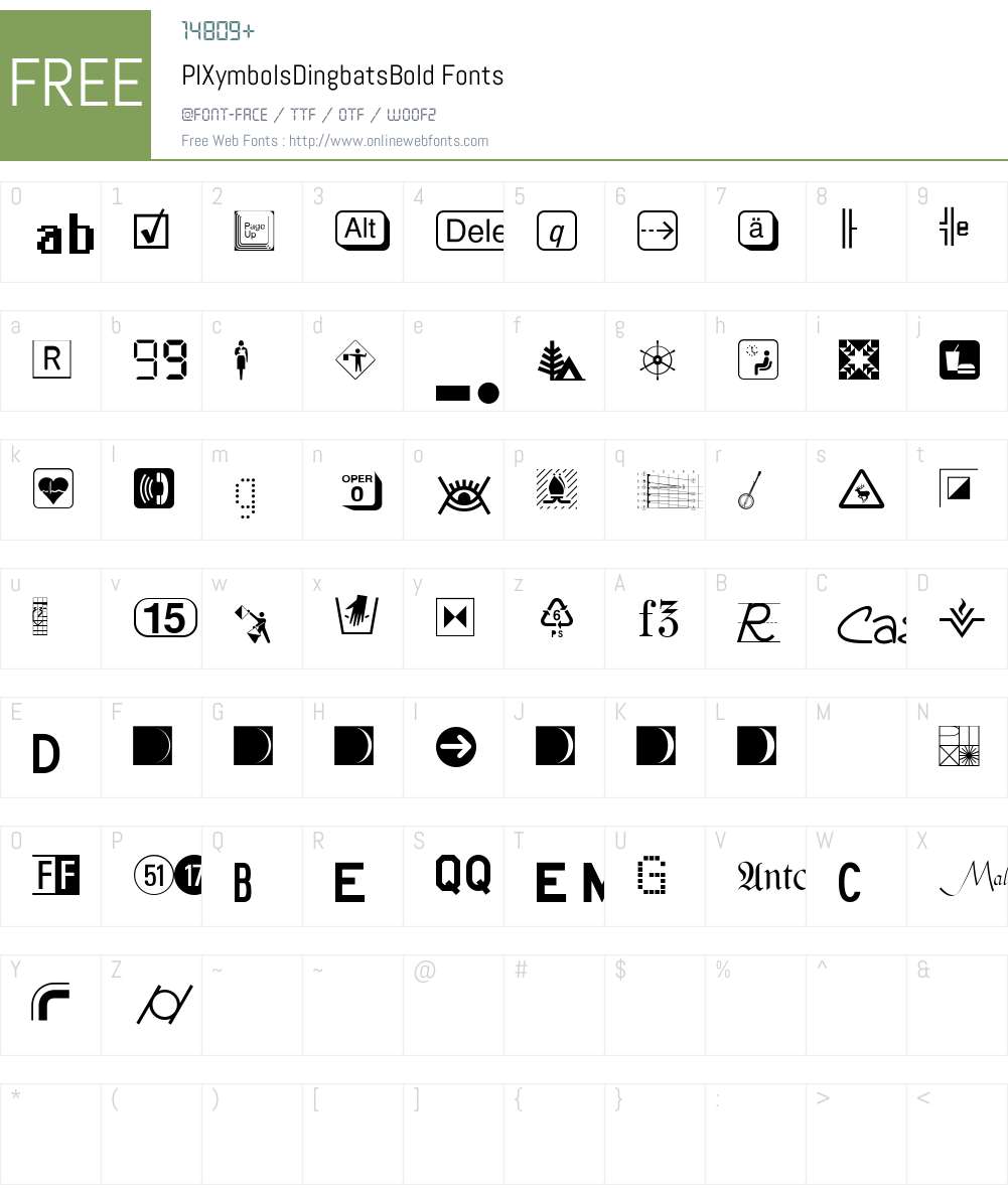 PIXymbolsDingbats Font Screenshots