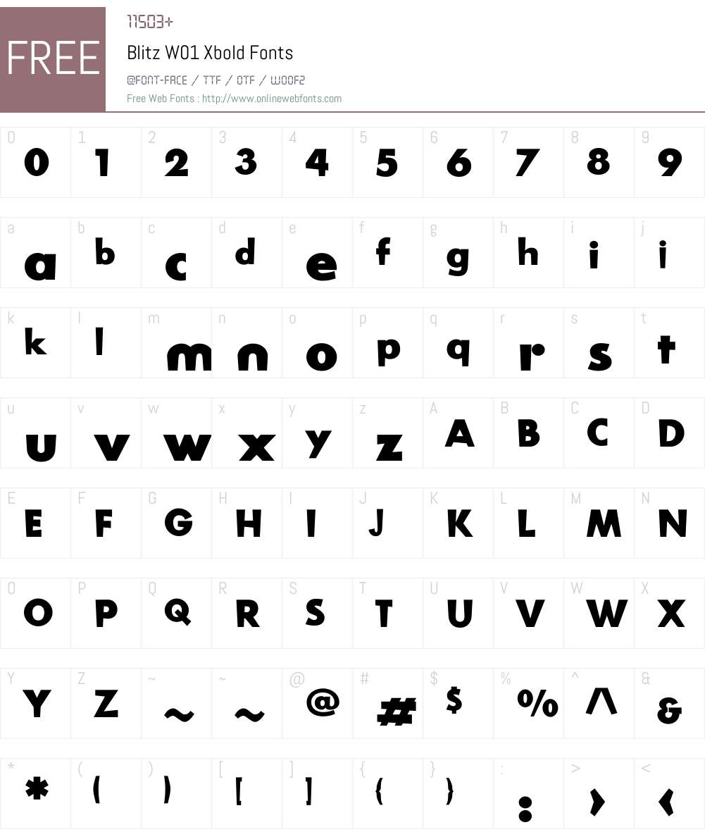 BlitzW01-Xbold Font Screenshots