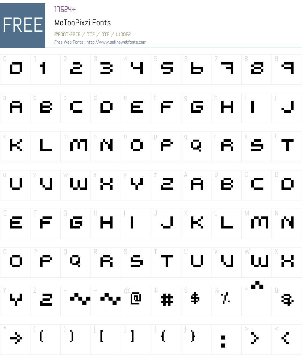 MeTooPixzi Font Screenshots