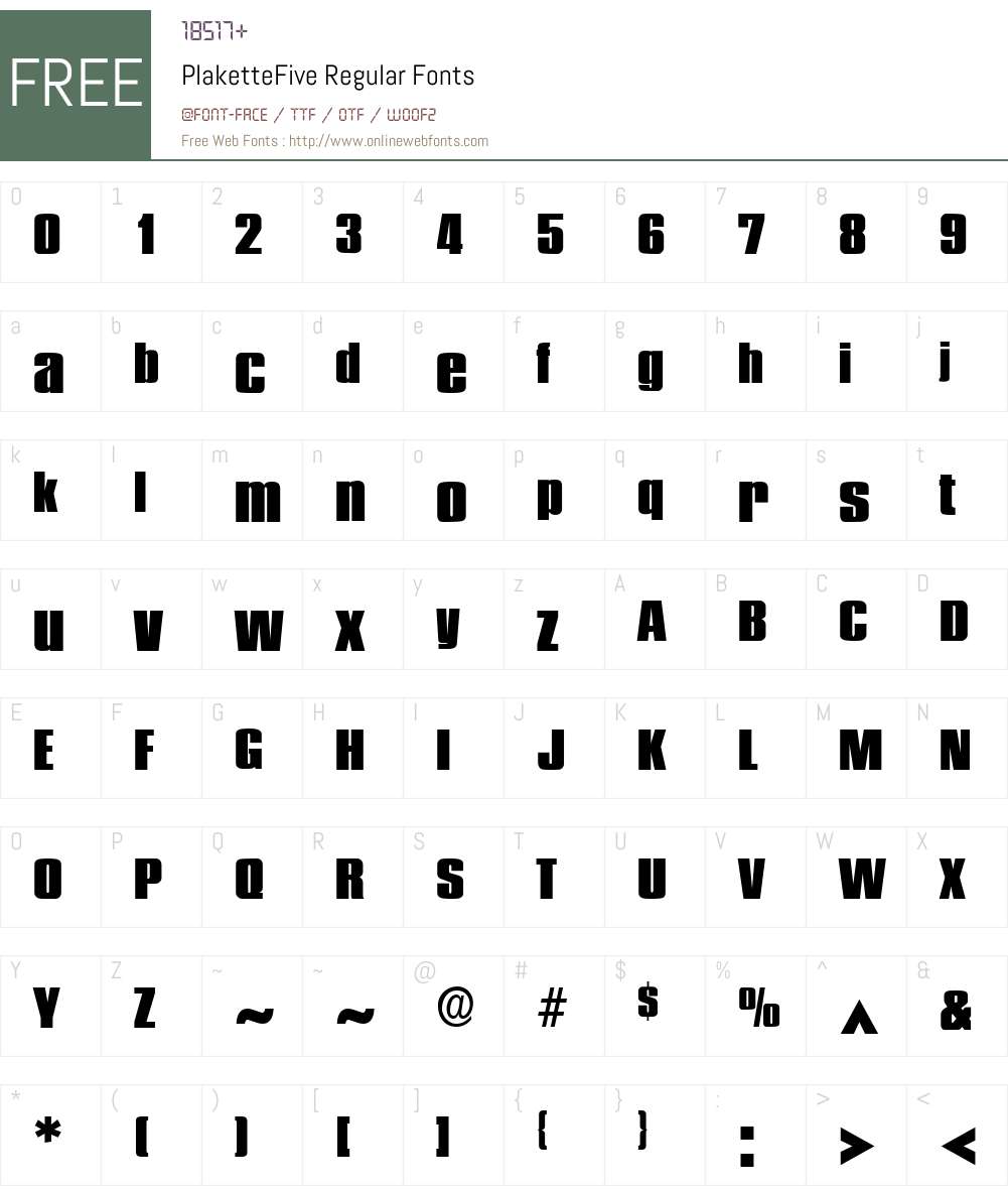 PlaketteFive Font Screenshots