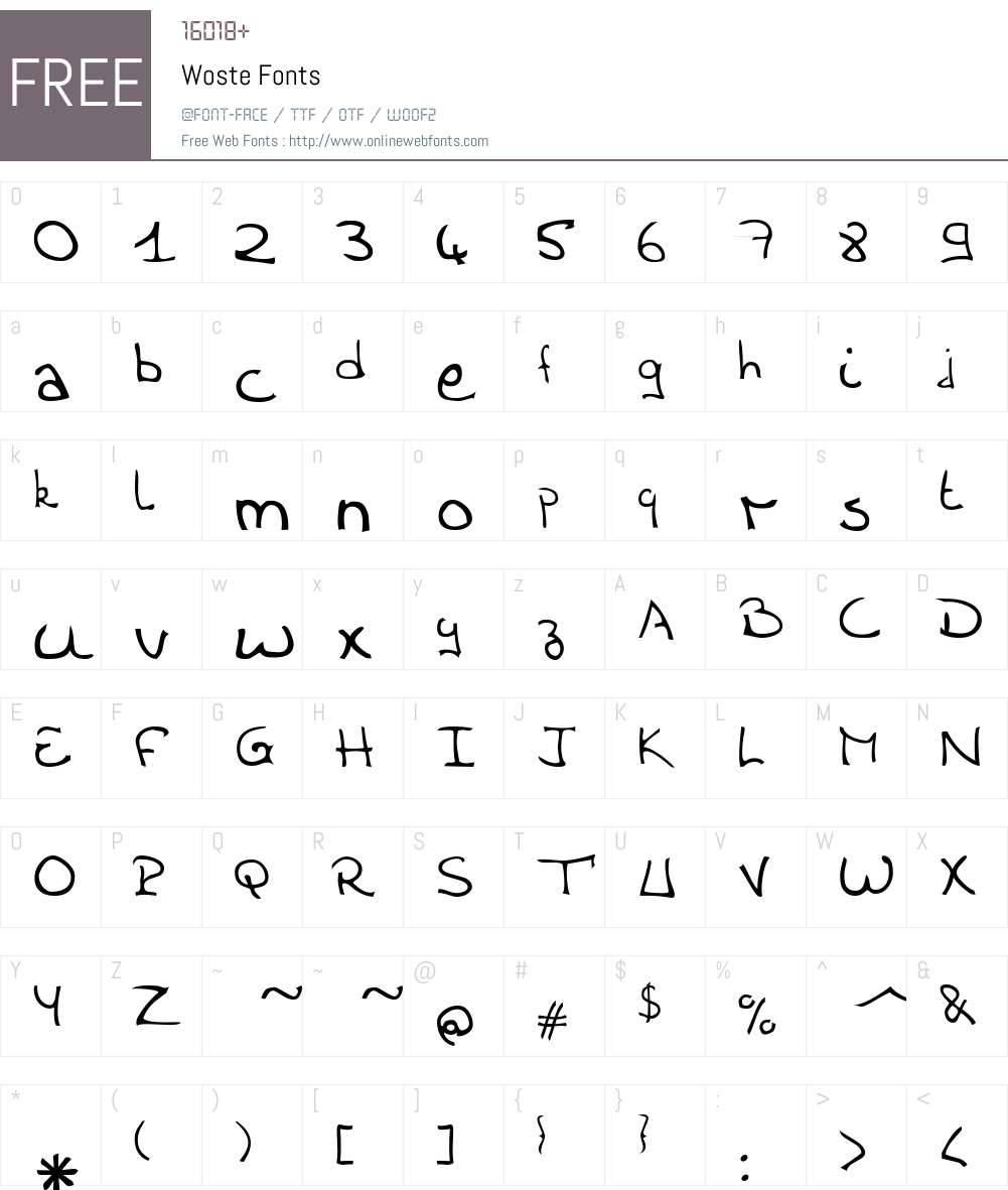 Woste Font Screenshots