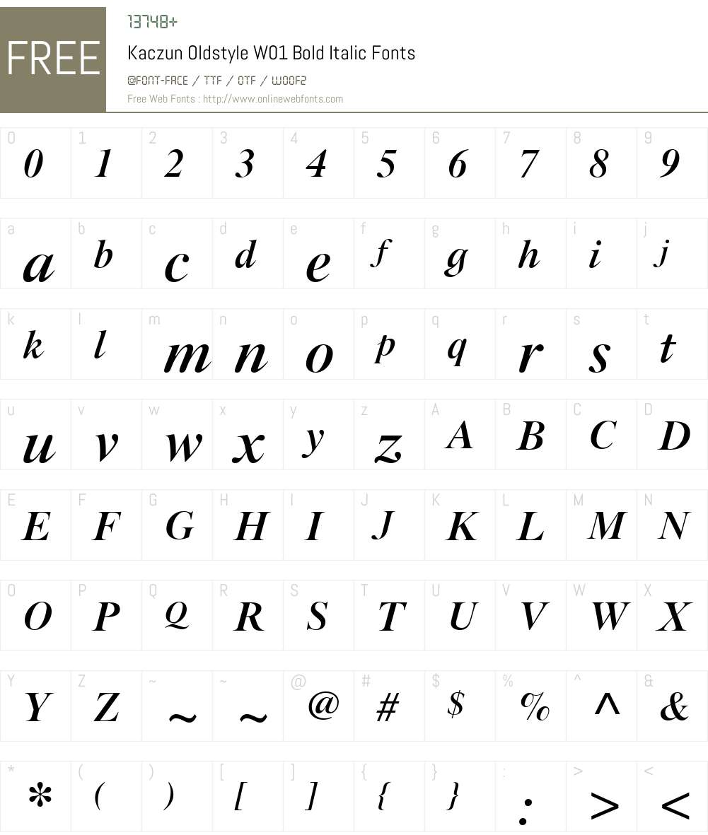 KaczunOldstyleW01-BoldIt Font Screenshots