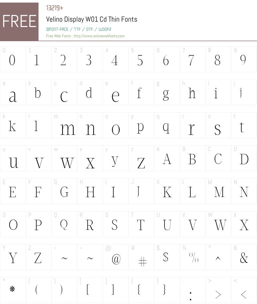VelinoDisplayW01-CdThin Font Screenshots
