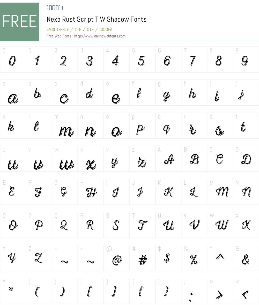 NexaRustScriptTW-Shadow Font Screenshots
