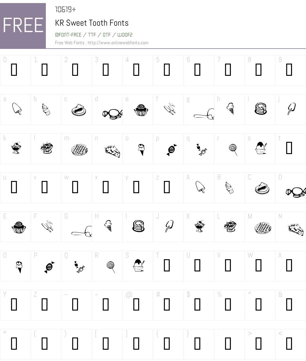 KR Sweet Tooth Font Screenshots